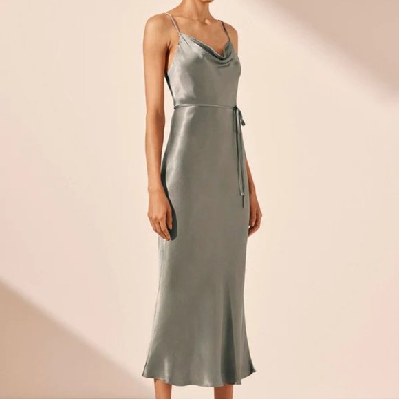 Shona Joy La Lune Bias Cowl Midi Dress - Copper - Picture 3 of 4